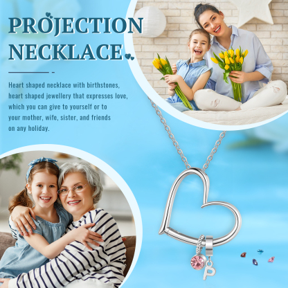 Personalised Heart Necklace Custom 1 lettre and  Birthstone - Personalised Gift for Her | Jessemade