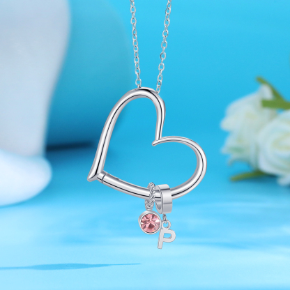 Personalised Heart Necklace Custom 1 lettre and  Birthstone - Personalised Gift for Her | Jessemade