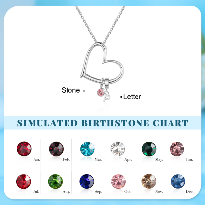 Personalised Heart Necklace Custom 1 lettre and  Birthstone - Personalised Gift for Her | Jessemade