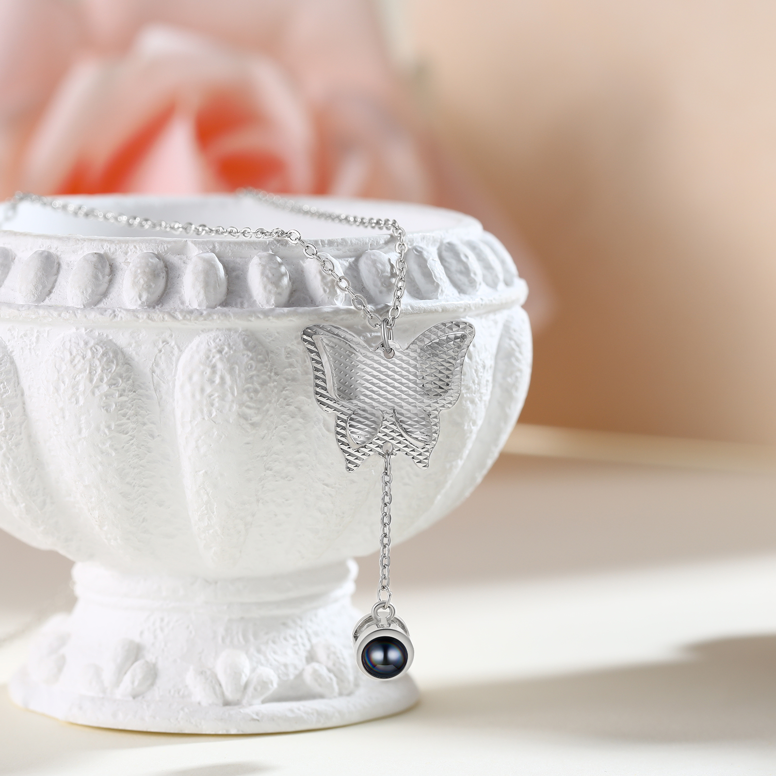 Personalised Butterfly Necklace Photo Projection Unique Gift for Her | Jessemade