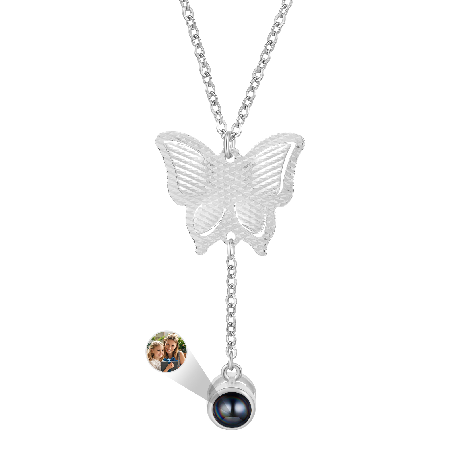 Personalised Butterfly Necklace Photo Projection Unique Gift for Her | Jessemade