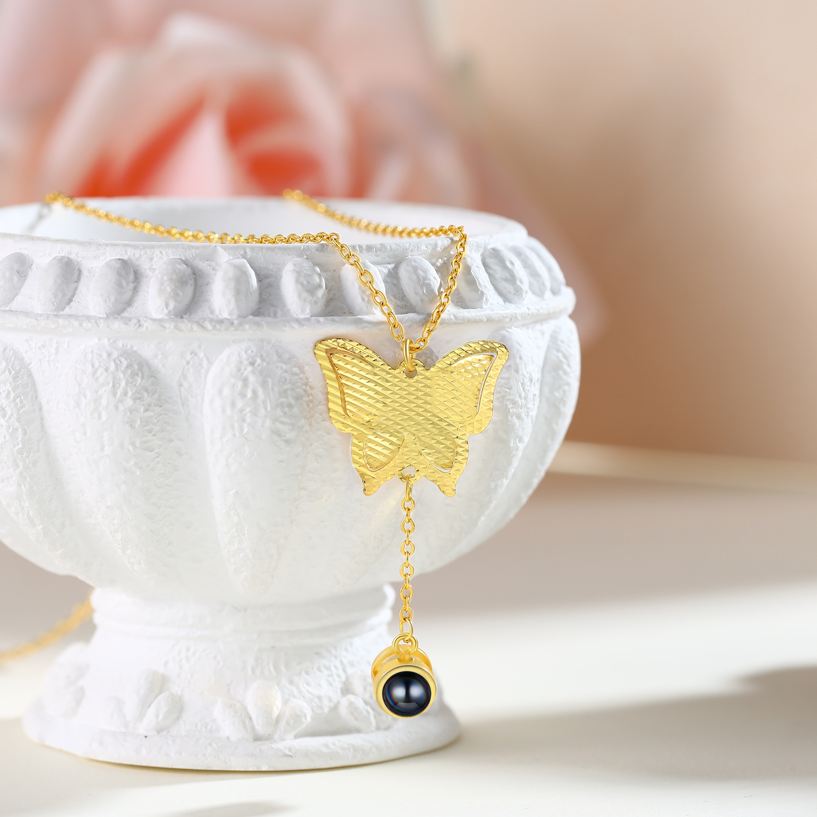 Personalised Butterfly Necklace Photo Projection Unique Gift for Her | Jessemade