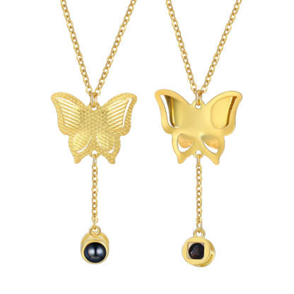 Personalised Butterfly Necklace Photo Projection Unique Gift for Her | Jessemade