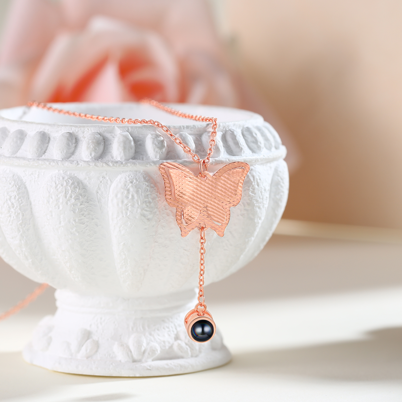 Personalised Butterfly Necklace Photo Projection Unique Gift for Her | Jessemade