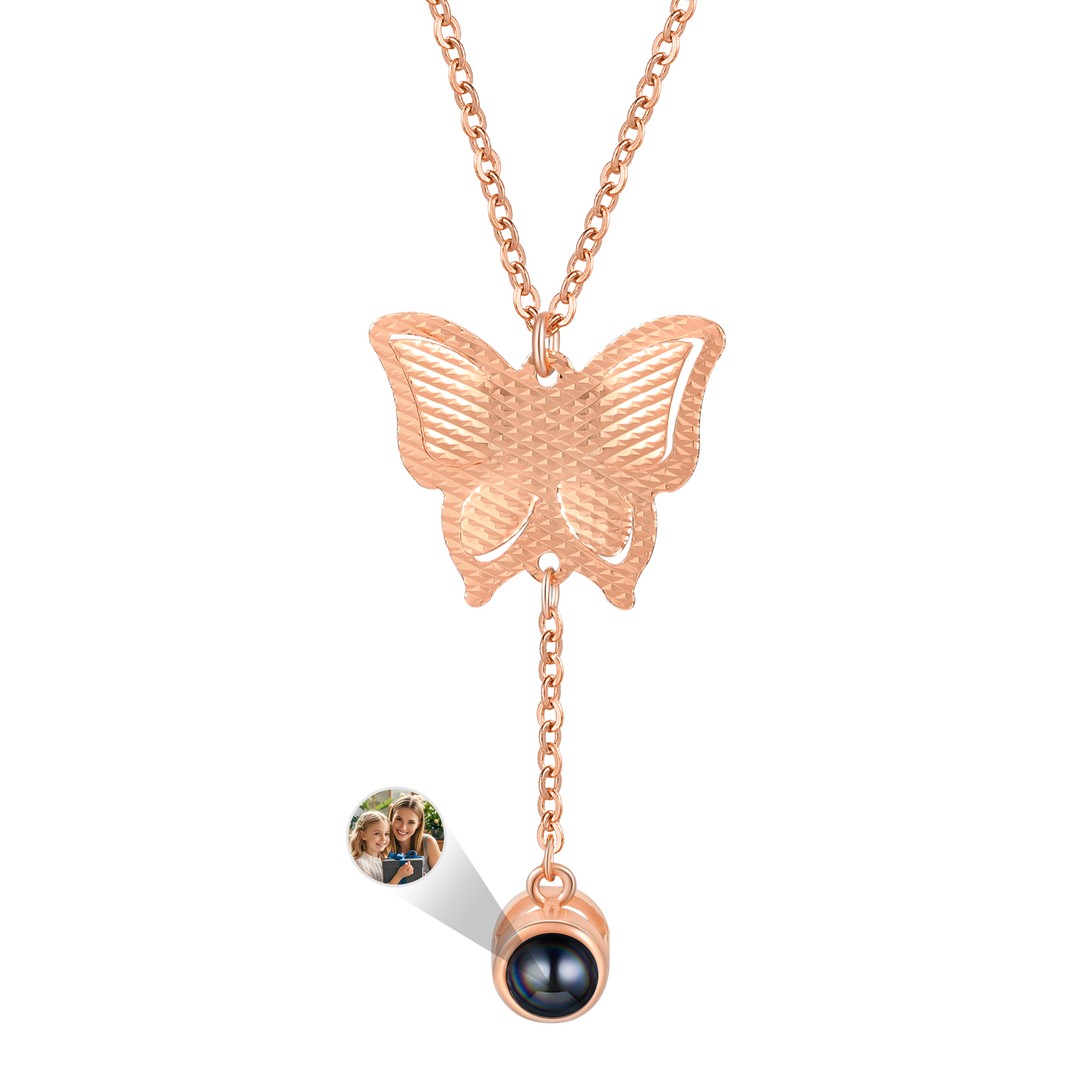 Personalised Butterfly Photo Projection Necklace – Custom Gift for Mum, Partner or Friend | Jessemade