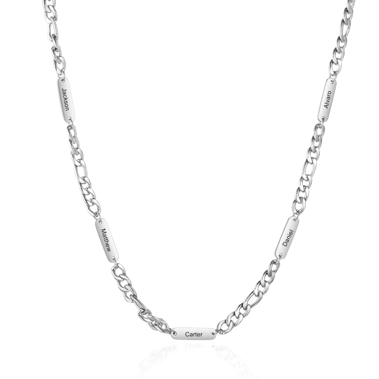 Mens Personalised Necklace Custom 1 to 4 Names Adjustable Stainless Steel Valentine’s Day Gift for Him