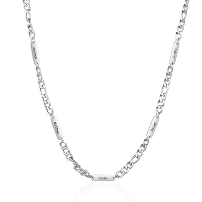 Mens Personalised Necklace Custom 1 to 4 Names Adjustable Stainless Steel Valentine’s Day Gift for Him