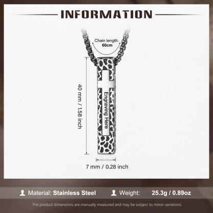 Personalised Stainless Steel Cross Pendant Necklace with 1 Text - Custom Gift for Him | Jessemade