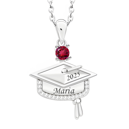 Personalised Graduation Necklace with Name & Birthstone - Graduation Box Set Gift | Jessemade