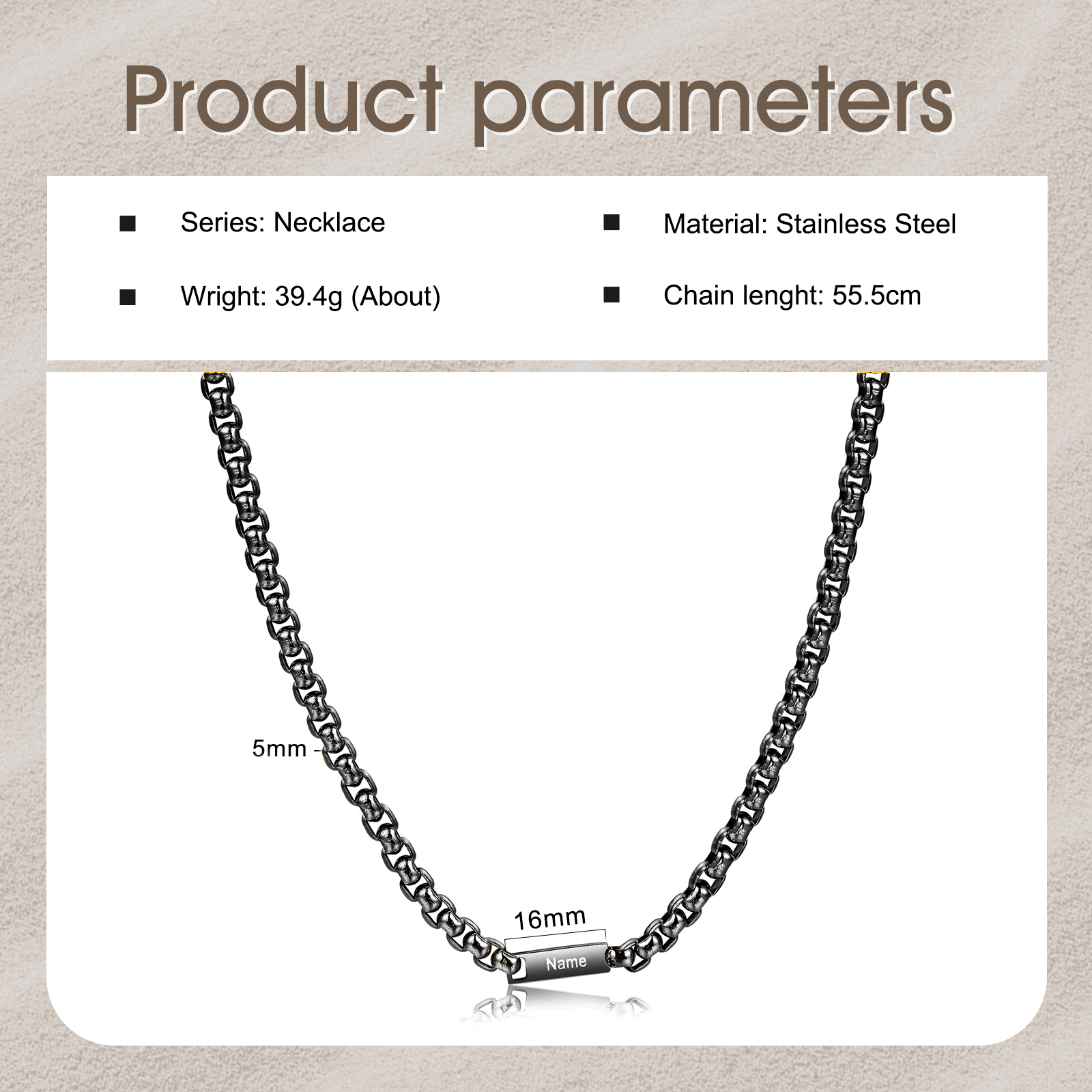 Custom Engraved 1 Names Circle Beads Charm Necklace Stainless Steel Braided Personalised Necklace for Men Women - Gifts for Him Her