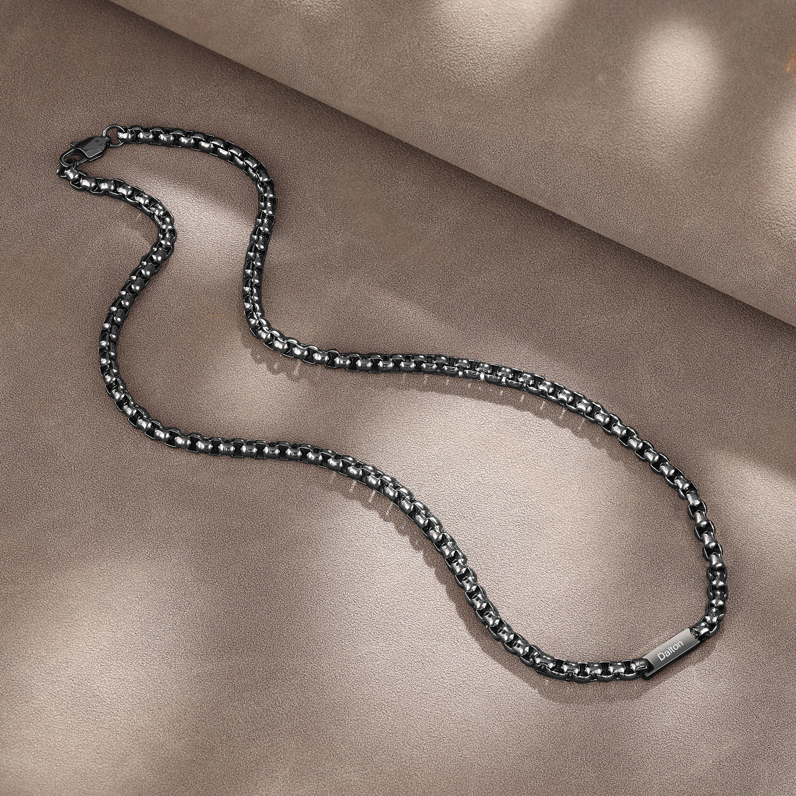 Custom Engraved 1 Names Circle Beads Charm Necklace Stainless Steel Braided Personalised Necklace for Men Women - Gifts for Him Her