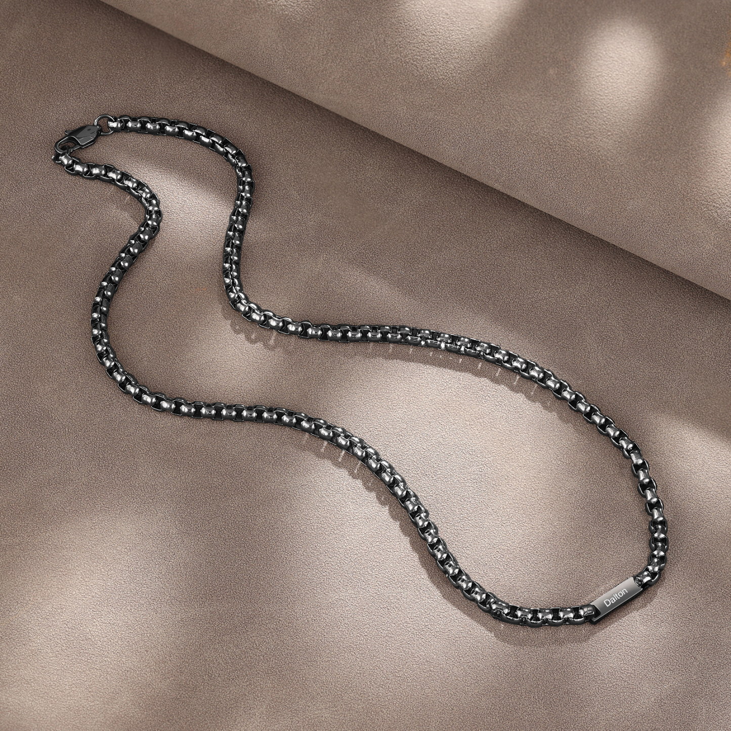 Custom Engraved 1 Names Circle Beads Charm Necklace Stainless Steel Braided Personalised Necklace for Men Women - Gifts for Him Her