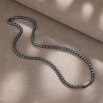 Custom Engraved 1 Names Circle Beads Charm Necklace Stainless Steel Braided Personalised Necklace for Men Women - Gifts for Him Her