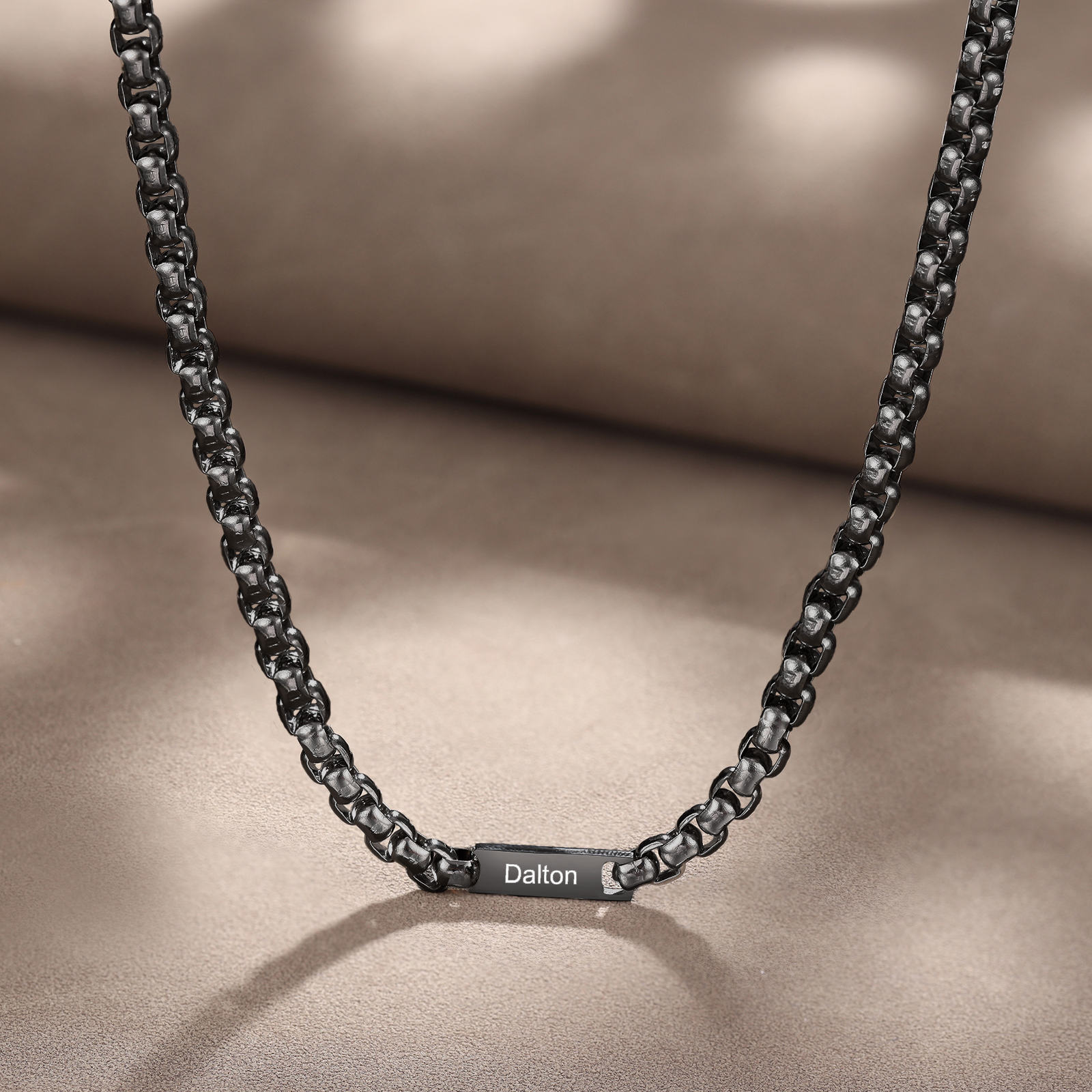 Custom Engraved 1 Names Circle Beads Charm Necklace Stainless Steel Braided Personalised Necklace for Men Women - Gifts for Him Her