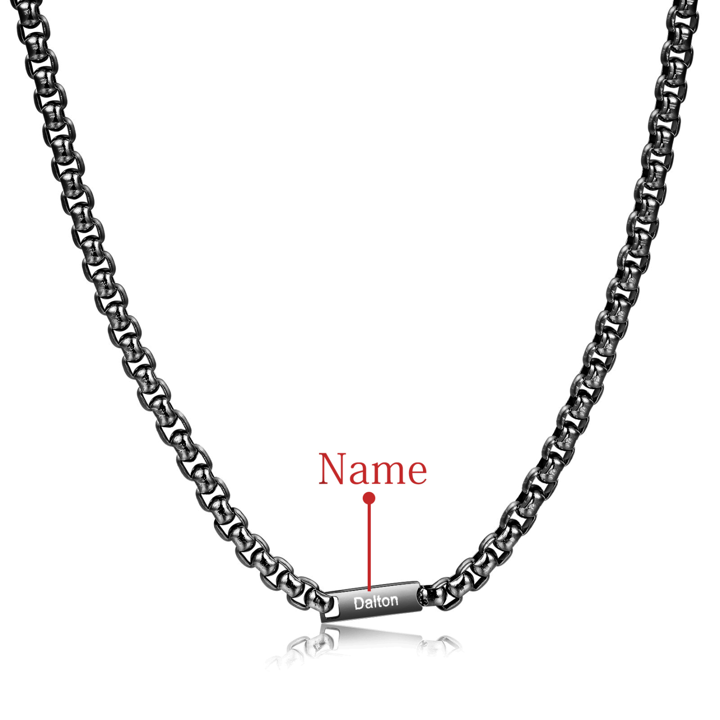 Custom Engraved 1 Names Circle Beads Charm Necklace Stainless Steel Braided Personalised Necklace for Men Women - Gifts for Him Her