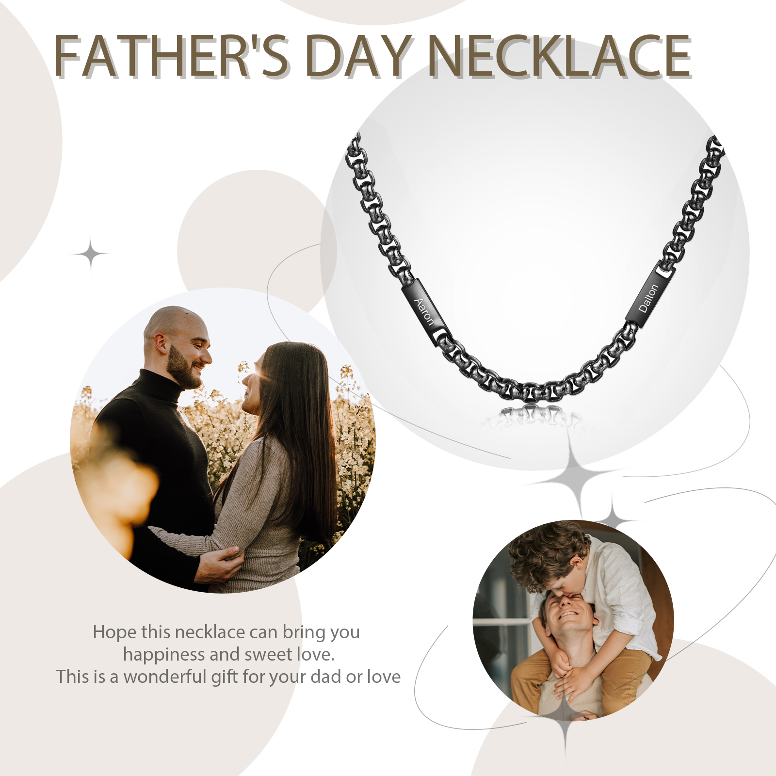 2 Names Personalised Father’s Day Necklace – Custom Engraved Chain for Dad | Jessemade