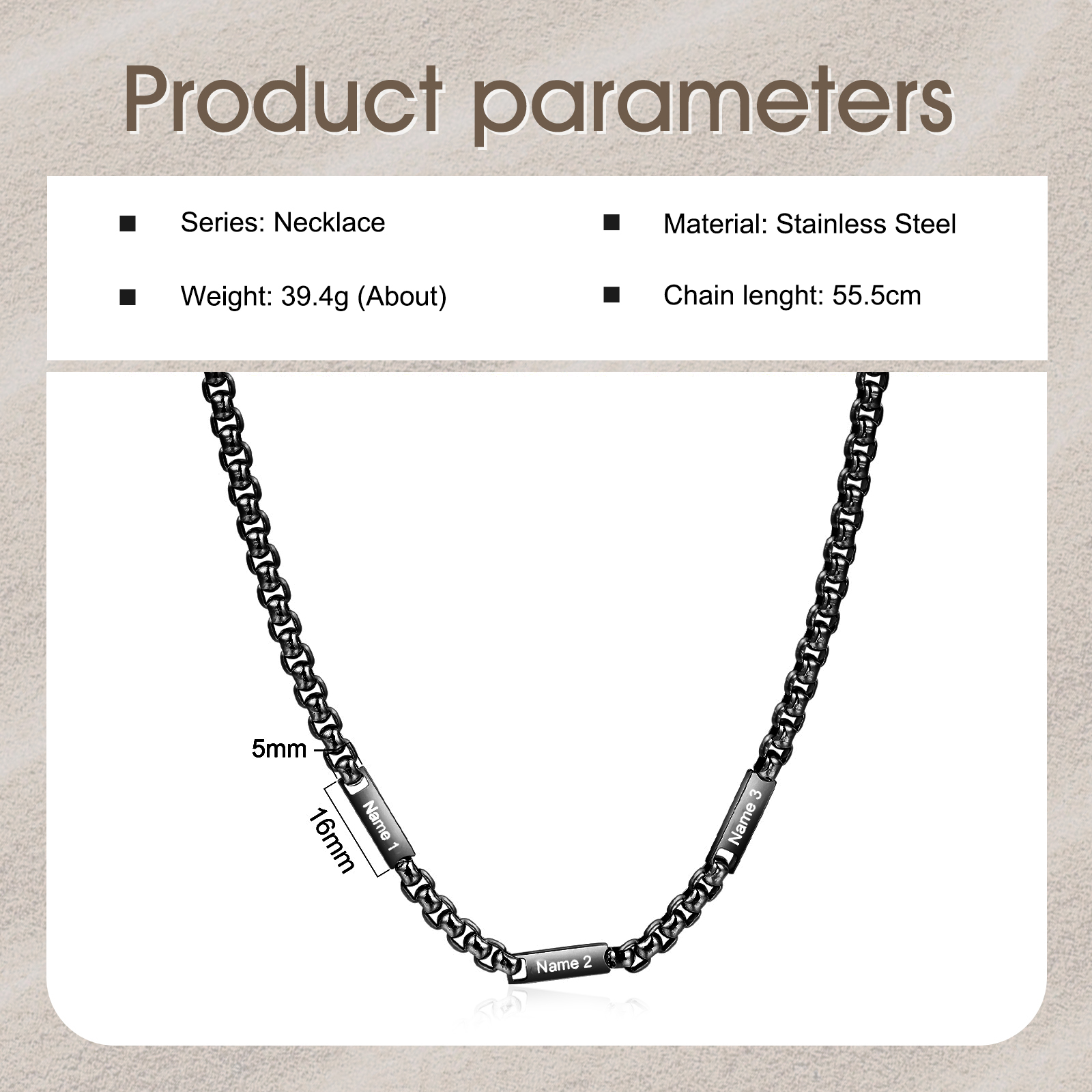 3 Names Personalised Father’s Day Necklace – Custom Engraved Chain for Dad | Jessemade