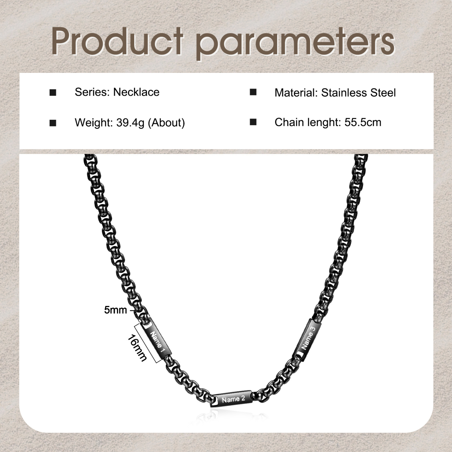 3 Names Personalised Father’s Day Necklace – Custom Engraved Chain for Dad | Jessemade