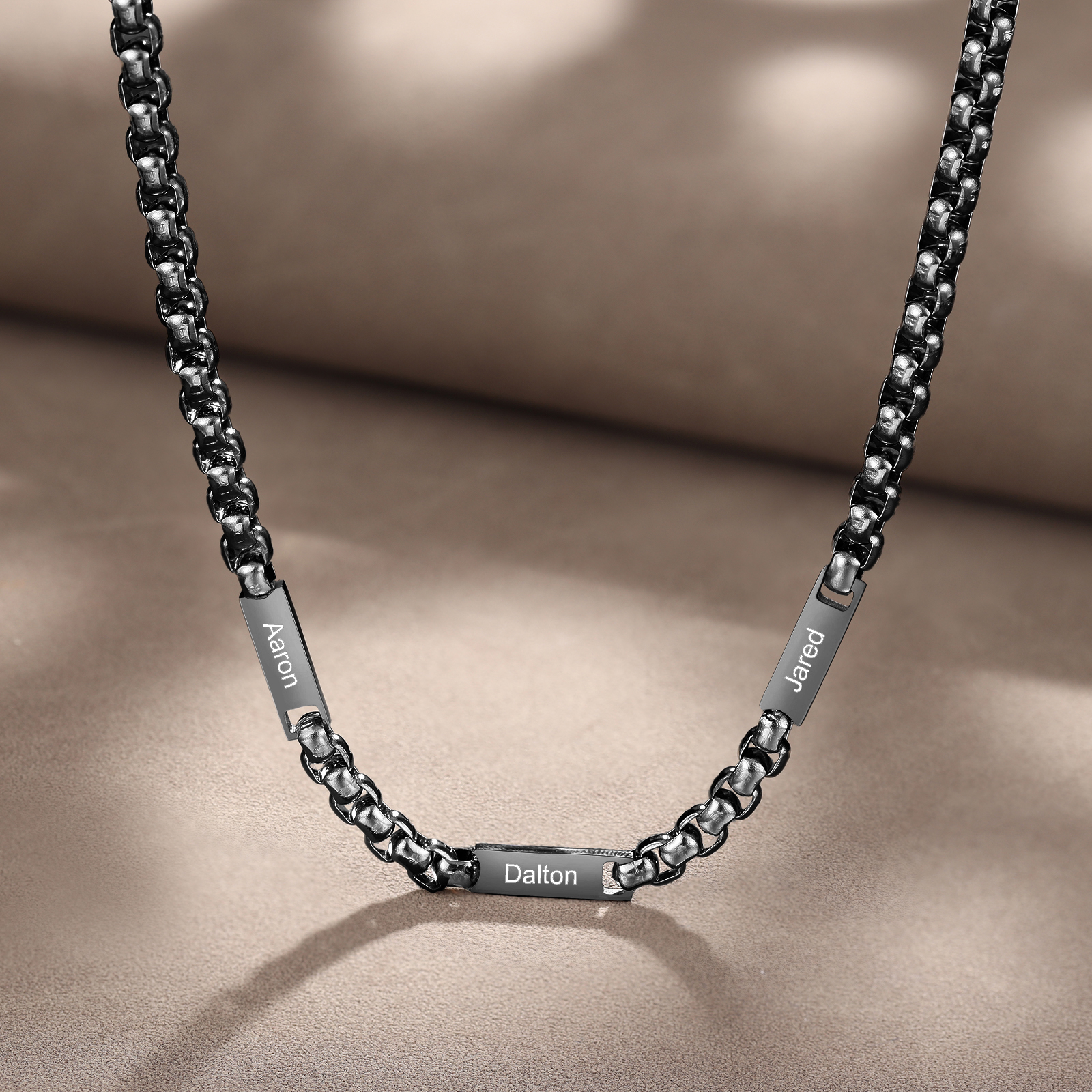 3 Names Personalised Father’s Day Necklace – Custom Engraved Chain for Dad | Jessemade