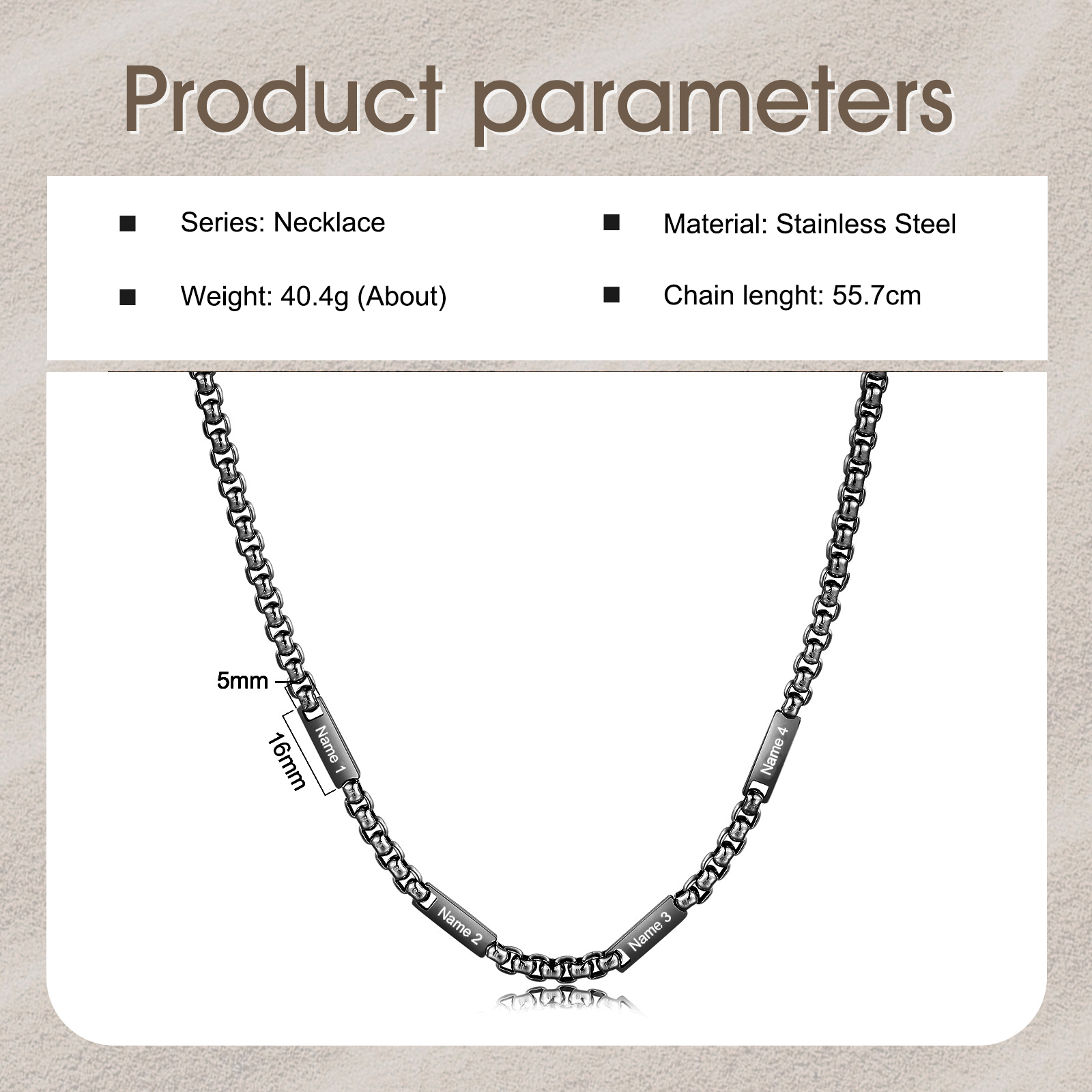 4 Names Personalised Father’s Day Necklace – Custom Engraved Chain for Dad | Jessemade