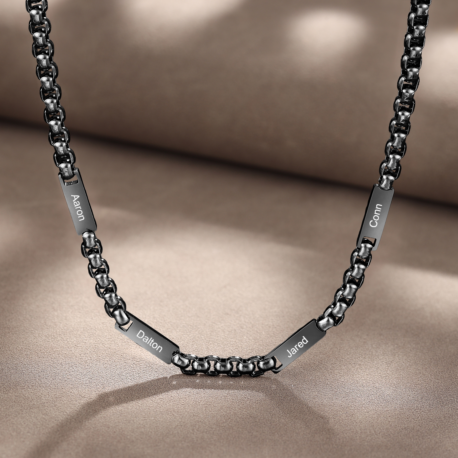 4 Names Personalised Father’s Day Necklace – Custom Engraved Chain for Dad | Jessemade