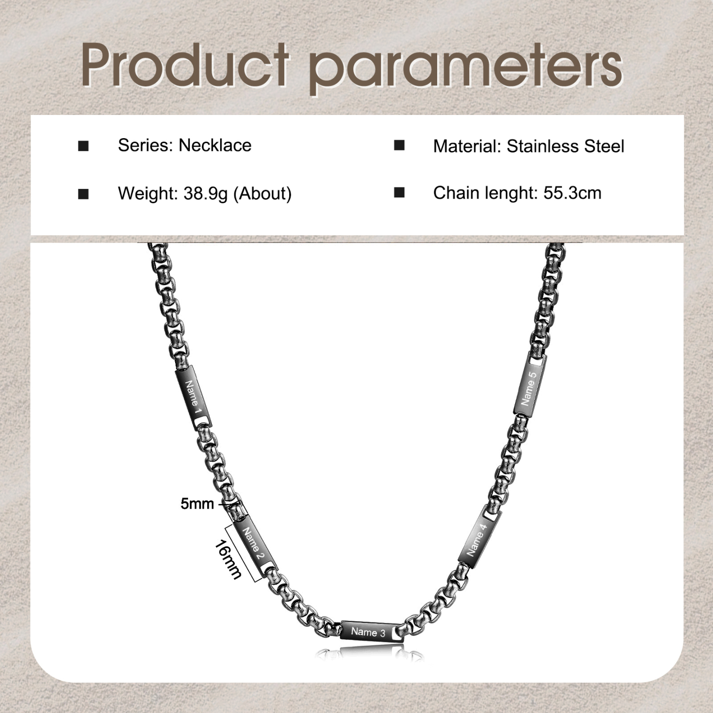 5 Names Personalised Father’s Day Necklace – Custom Engraved Chain for Dad | Jessemade