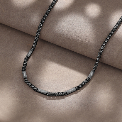 5 Names Personalised Father’s Day Necklace – Custom Engraved Chain for Dad | Jessemade