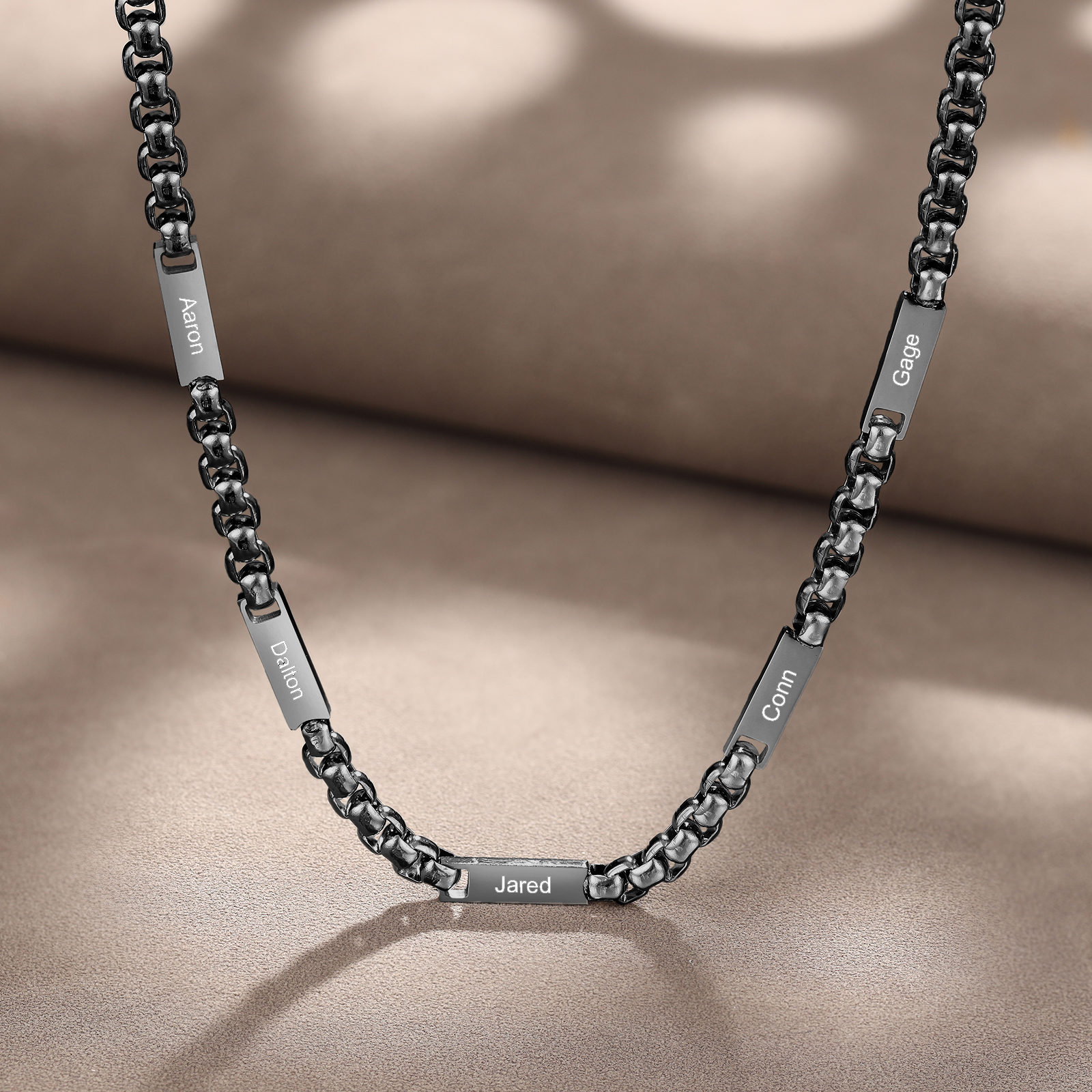 5 Names Personalised Father’s Day Necklace – Custom Engraved Chain for Dad | Jessemade