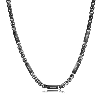 5 Names Personalised Father’s Day Necklace – Custom Engraved Chain for Dad | Jessemade