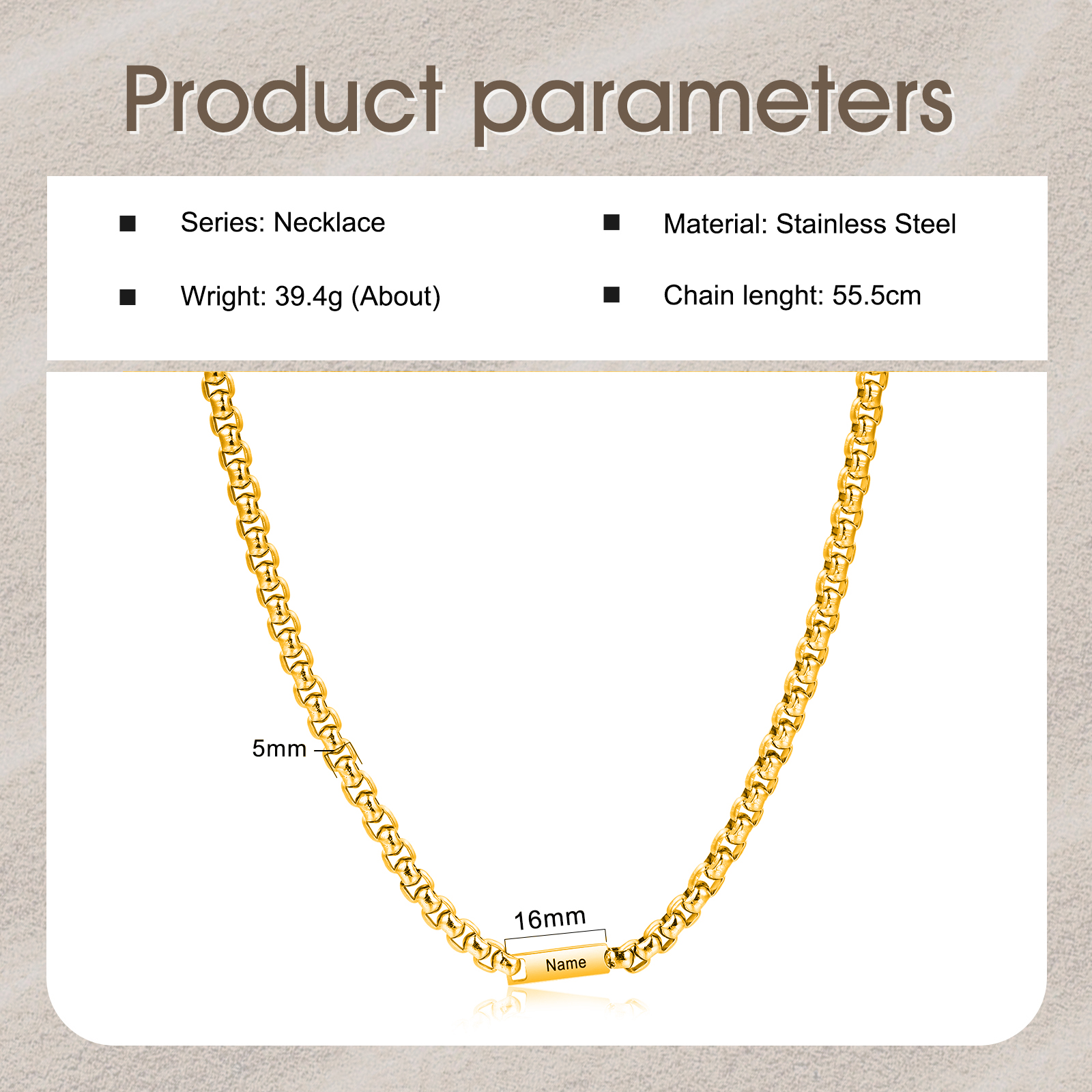 1 Name Personalised Father’s Day Necklace – Custom Engraved Chain for Dad | Jessemade