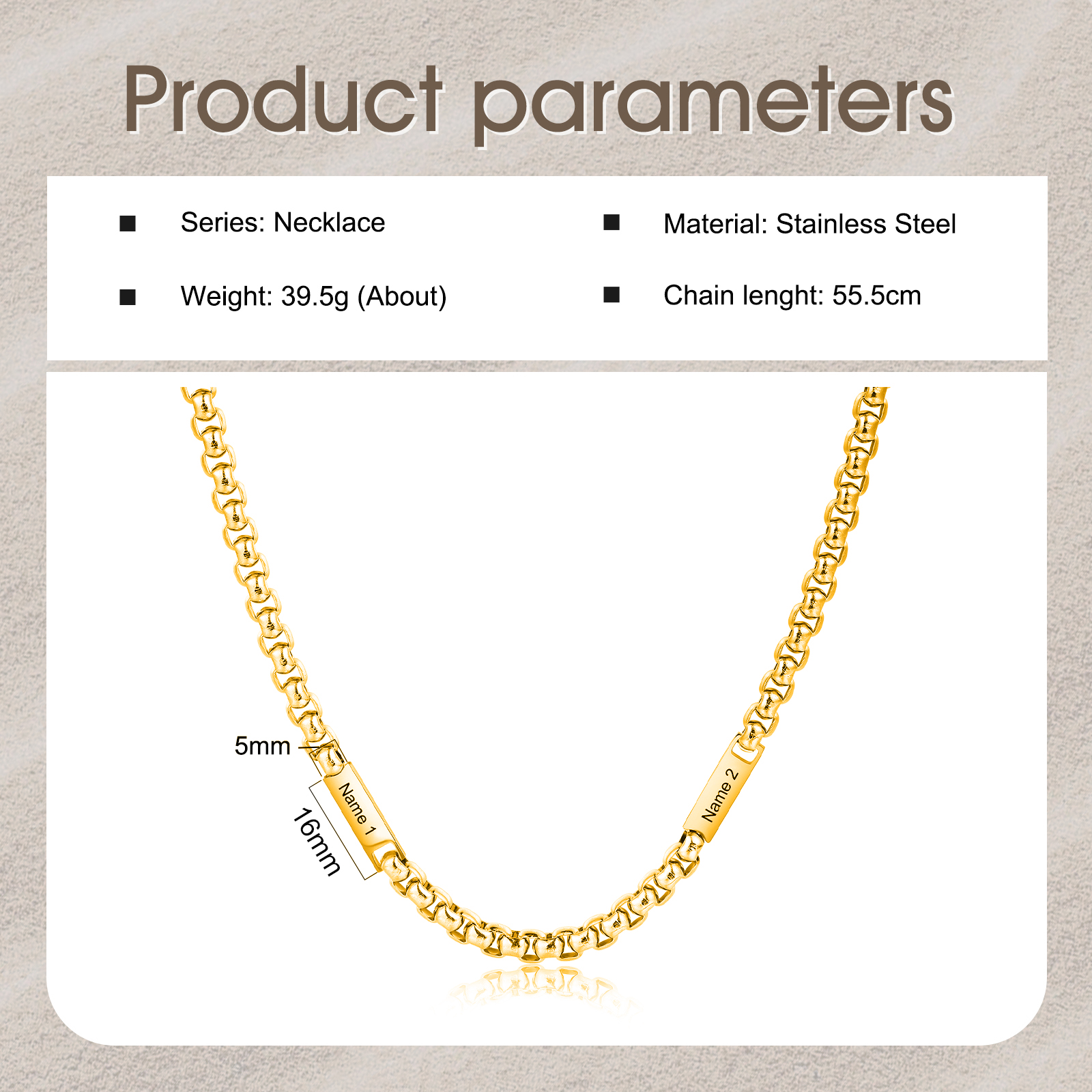 2 Names Personalised Father’s Day Necklace – Custom Engraved Chain for Dad | Jessemade