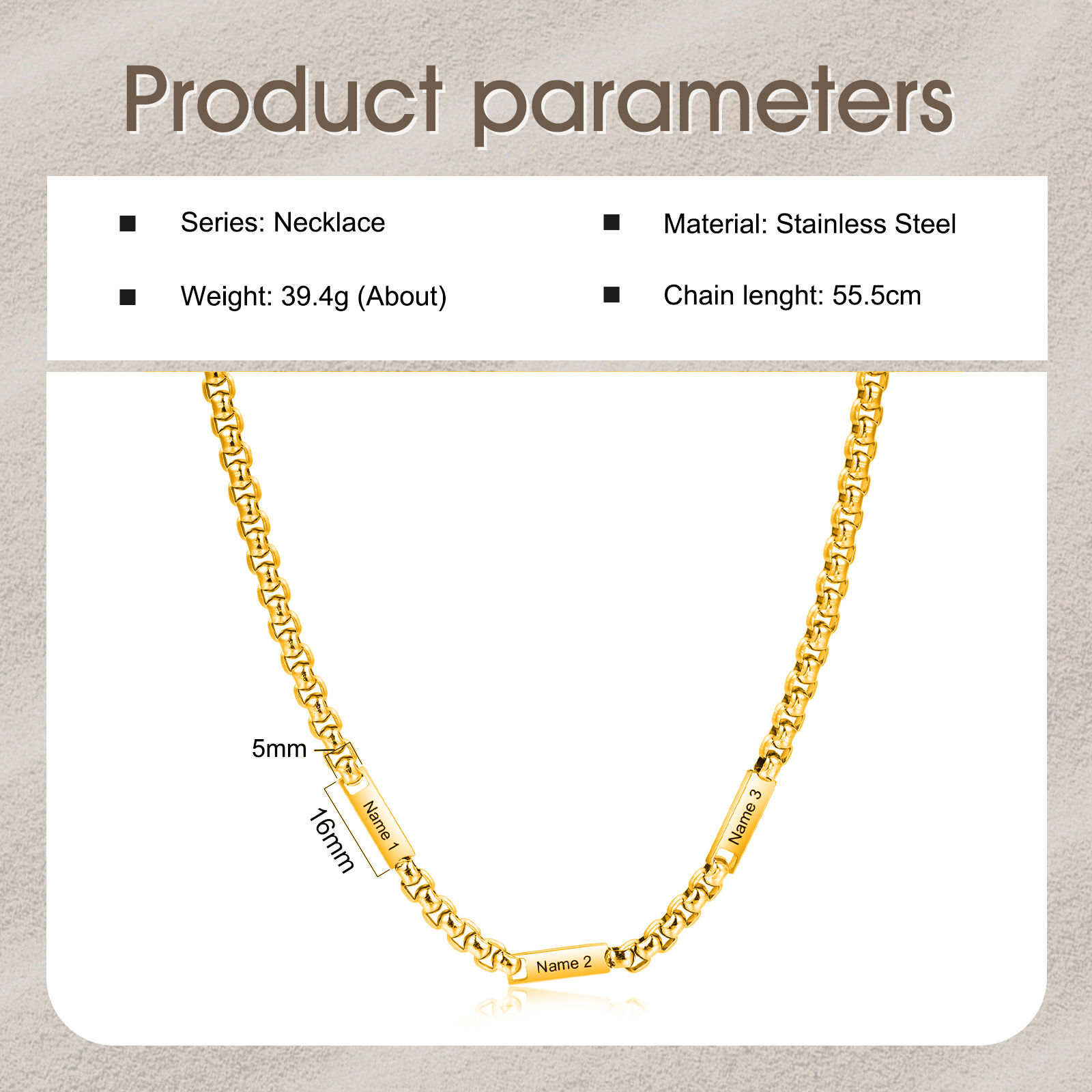 3 Names Personalised Father’s Day Necklace – Custom Engraved Chain for Dad | Jessemade