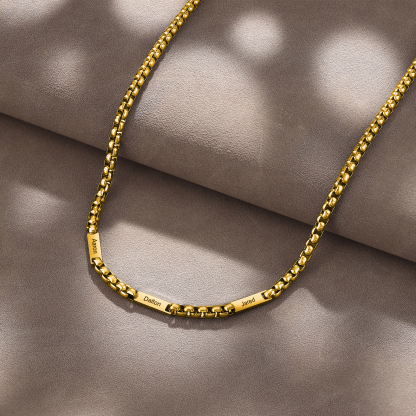 3 Names Personalised Father’s Day Necklace – Custom Engraved Chain for Dad | Jessemade