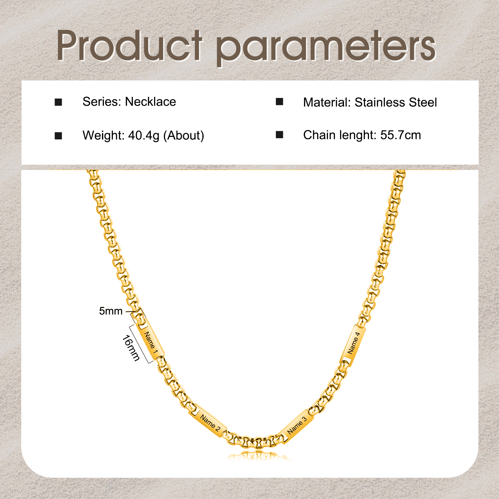 4 Names Personalised Father’s Day Necklace – Custom Engraved Chain for Dad | Jessemade