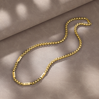4 Names Personalised Father’s Day Necklace – Custom Engraved Chain for Dad | Jessemade