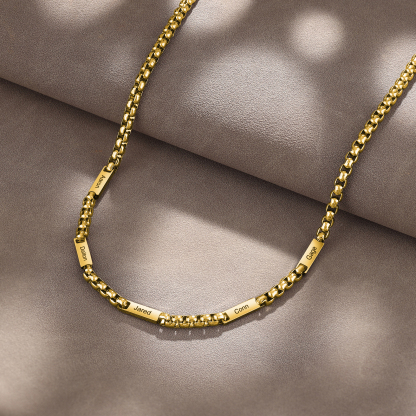 5 Names Personalised Father’s Day Necklace – Custom Engraved Chain for Dad | Jessemade