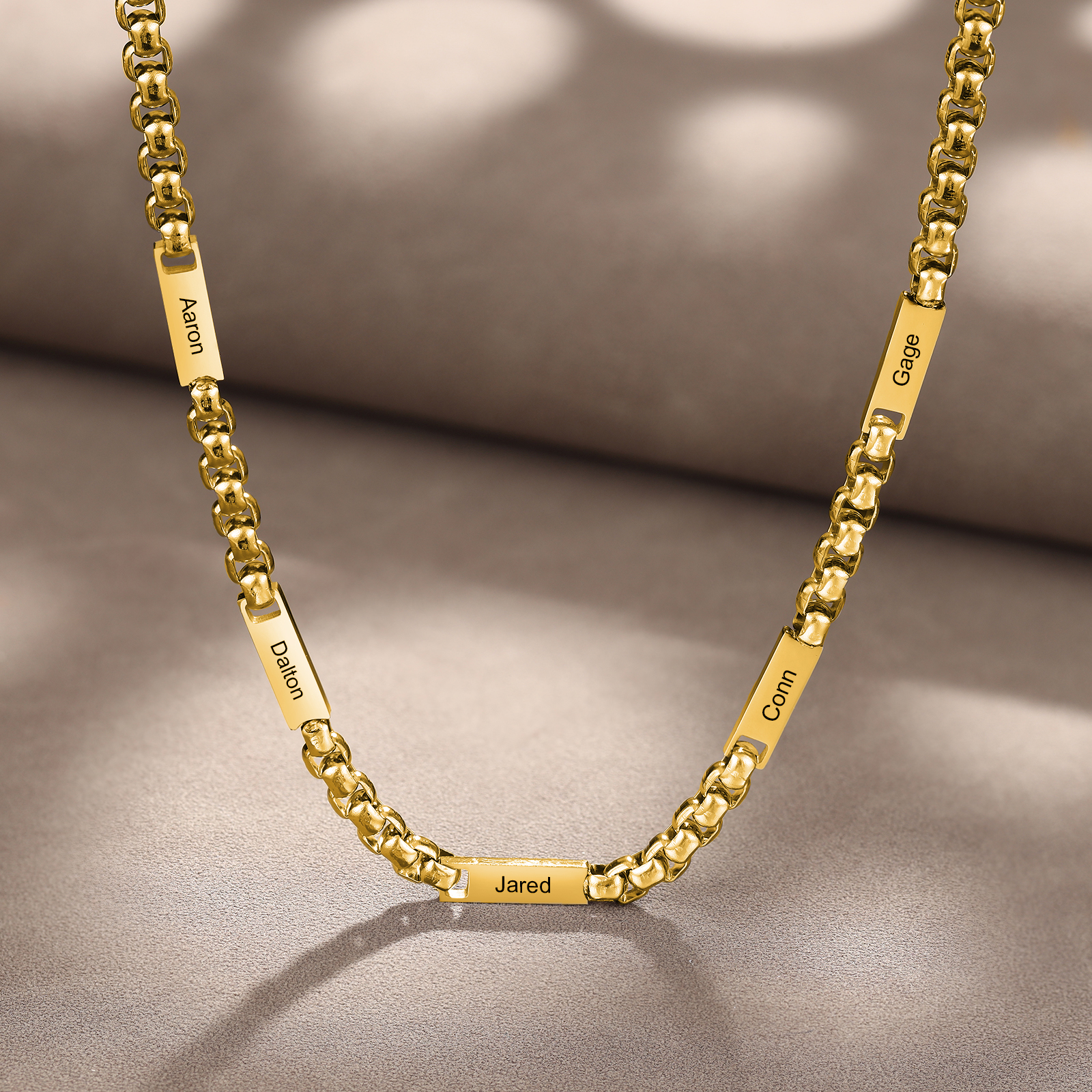 5 Names Personalised Father’s Day Necklace – Custom Engraved Chain for Dad | Jessemade
