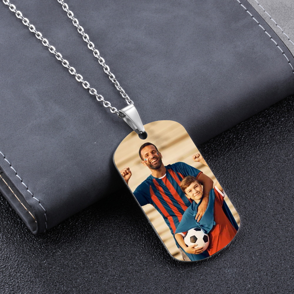 Personalised Football Dad Photo Necklace – Custom Fist Bump Pendant with 1 Children’s Names | Jessemade