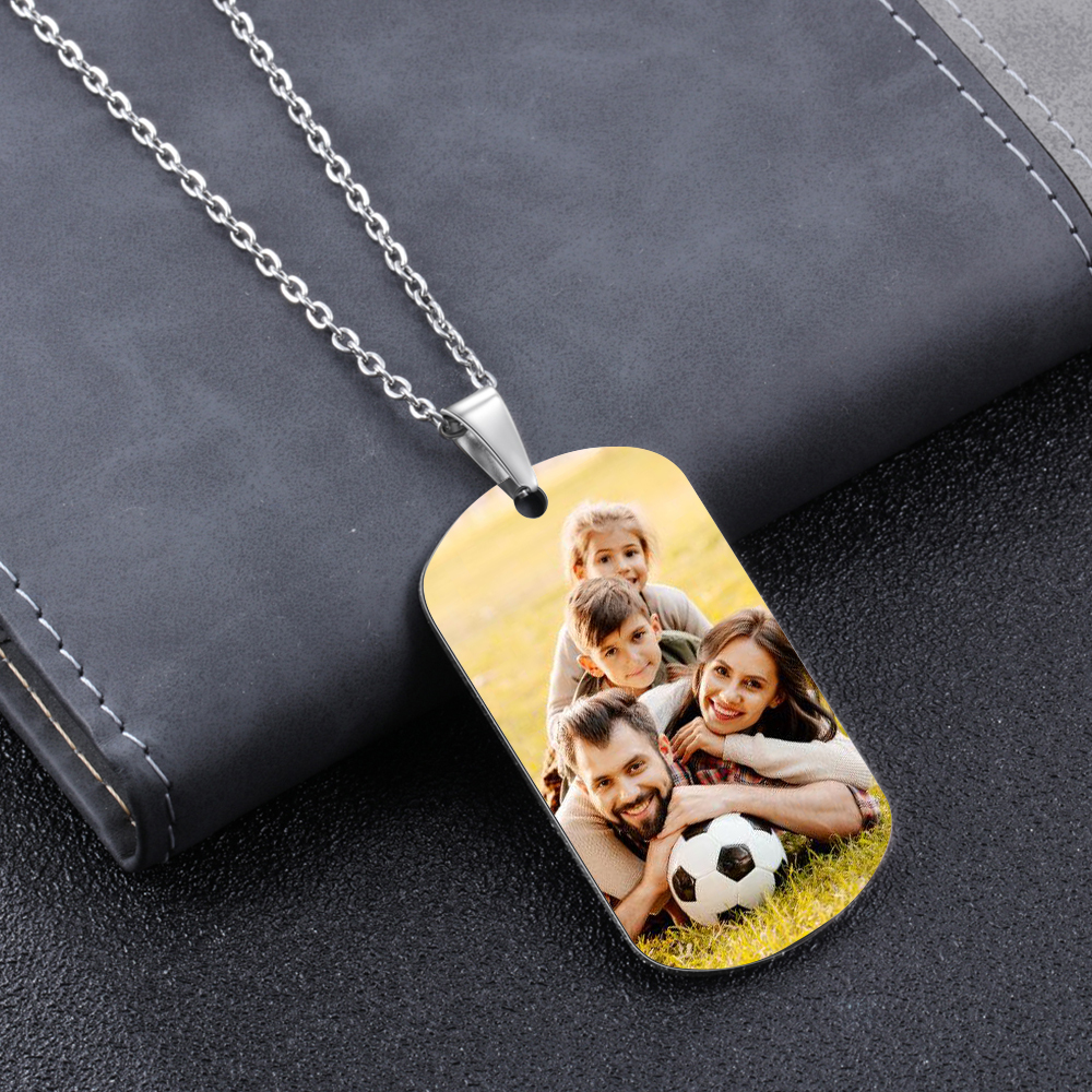 Personalised Football Dad Photo Necklace – Custom Fist Bump Pendant with 2 Kids' Names | Jessemade