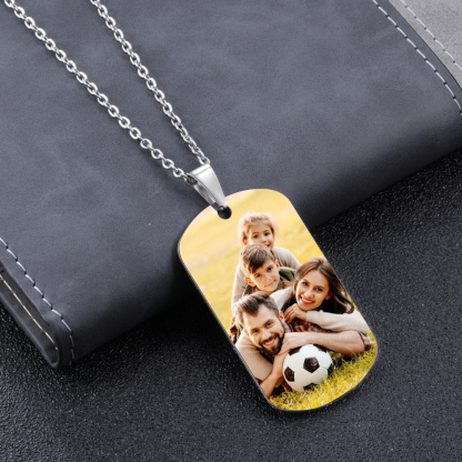Personalised Football Dad Photo Necklace – Custom Fist Bump Pendant with 2 Kids' Names | Jessemade