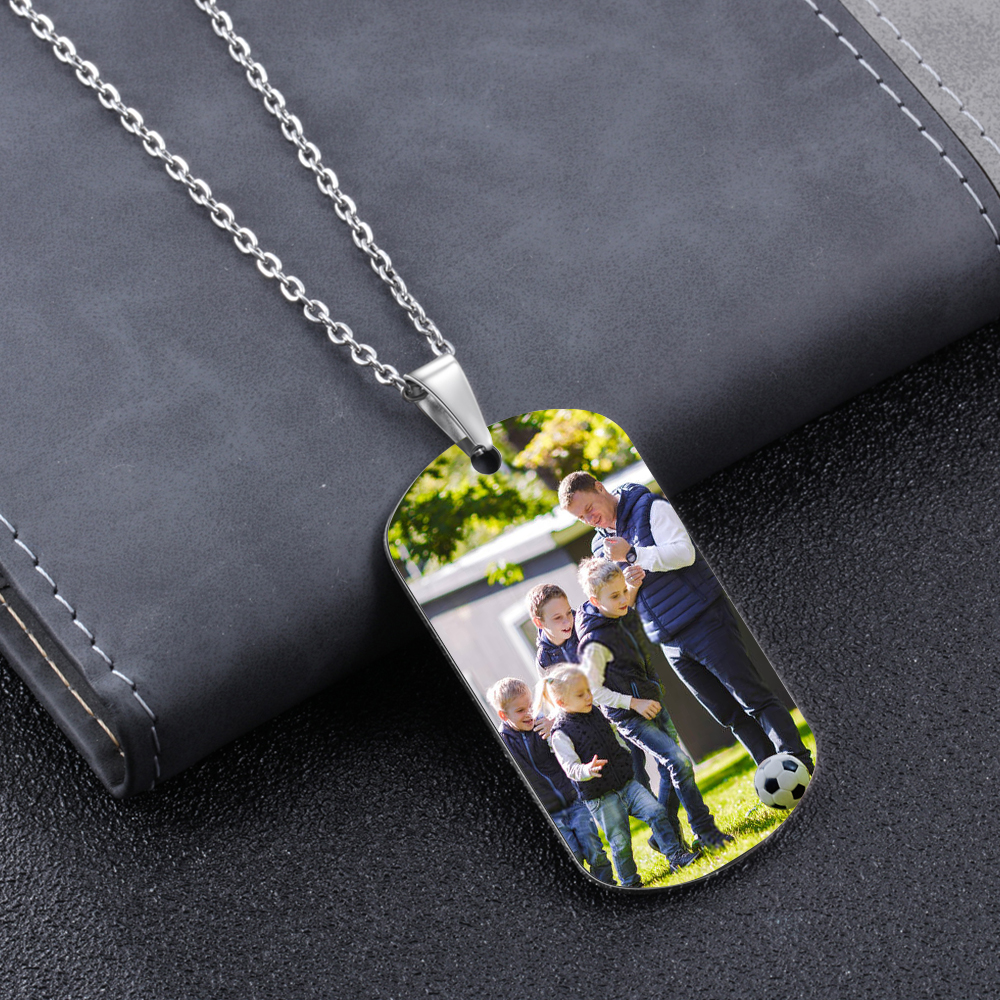 Personalised Football Dad Photo Necklace – Custom Fist Bump Pendant with 4 Kids' Names | Jessemade