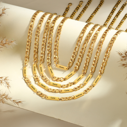 Mens Personalised Necklace Custom 1 to 3 Names Adjustable Stainless Steel Valentine’s Day Gift for Him