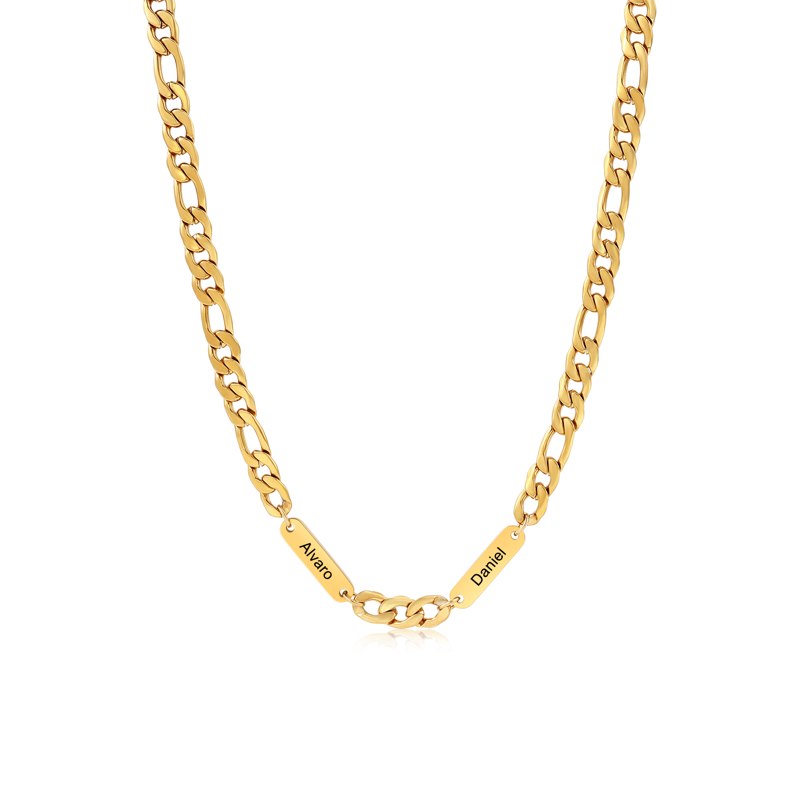 Mens Personalised Necklace Custom 1 to 3 Names Adjustable Stainless Steel Valentine’s Day Gift for Him