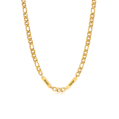 Mens Personalised Necklace Custom 1 to 3 Names Adjustable Stainless Steel Valentine’s Day Gift for Him