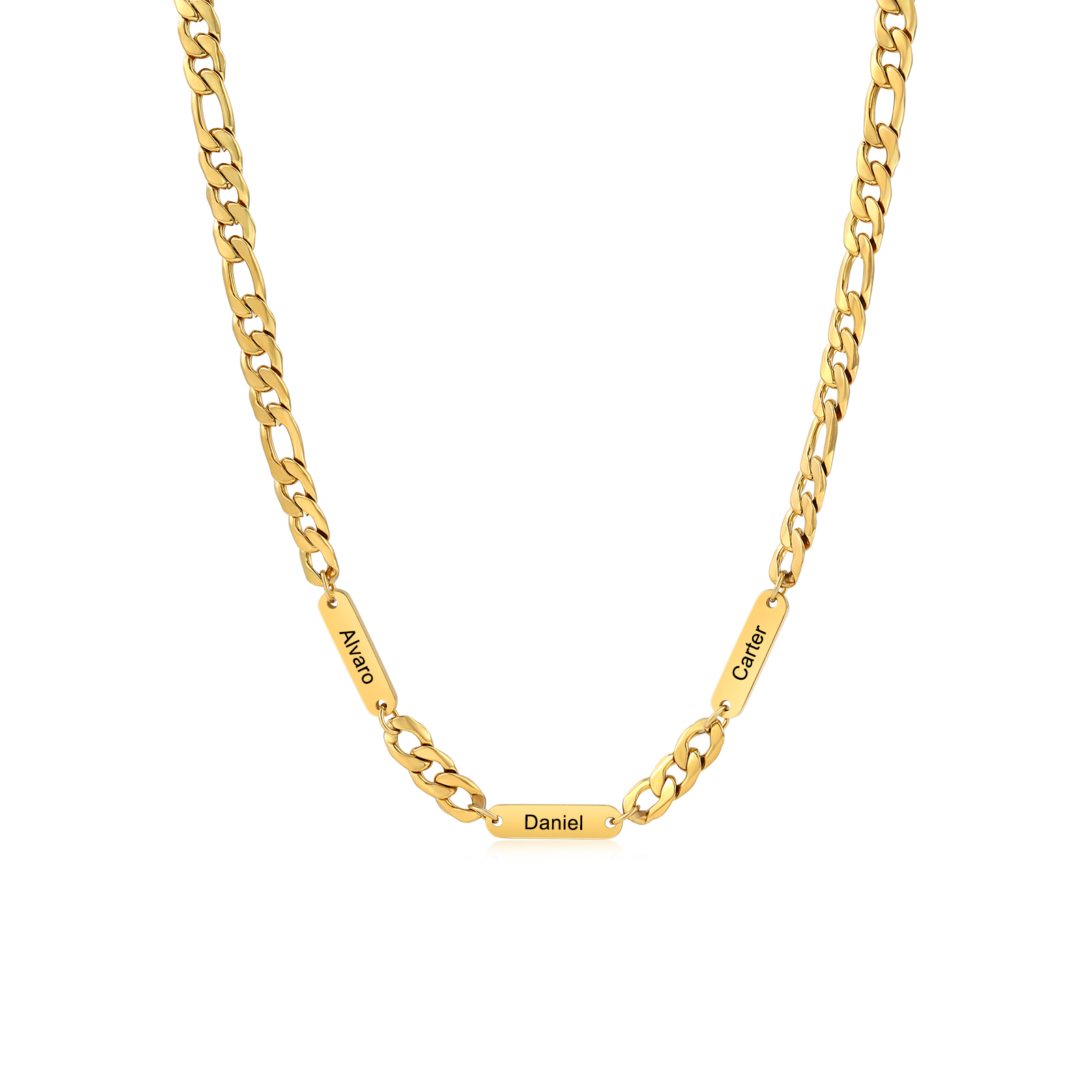 Mens Personalised Necklace Custom 1 to 3 Names Adjustable Stainless Steel Valentine’s Day Gift for Him