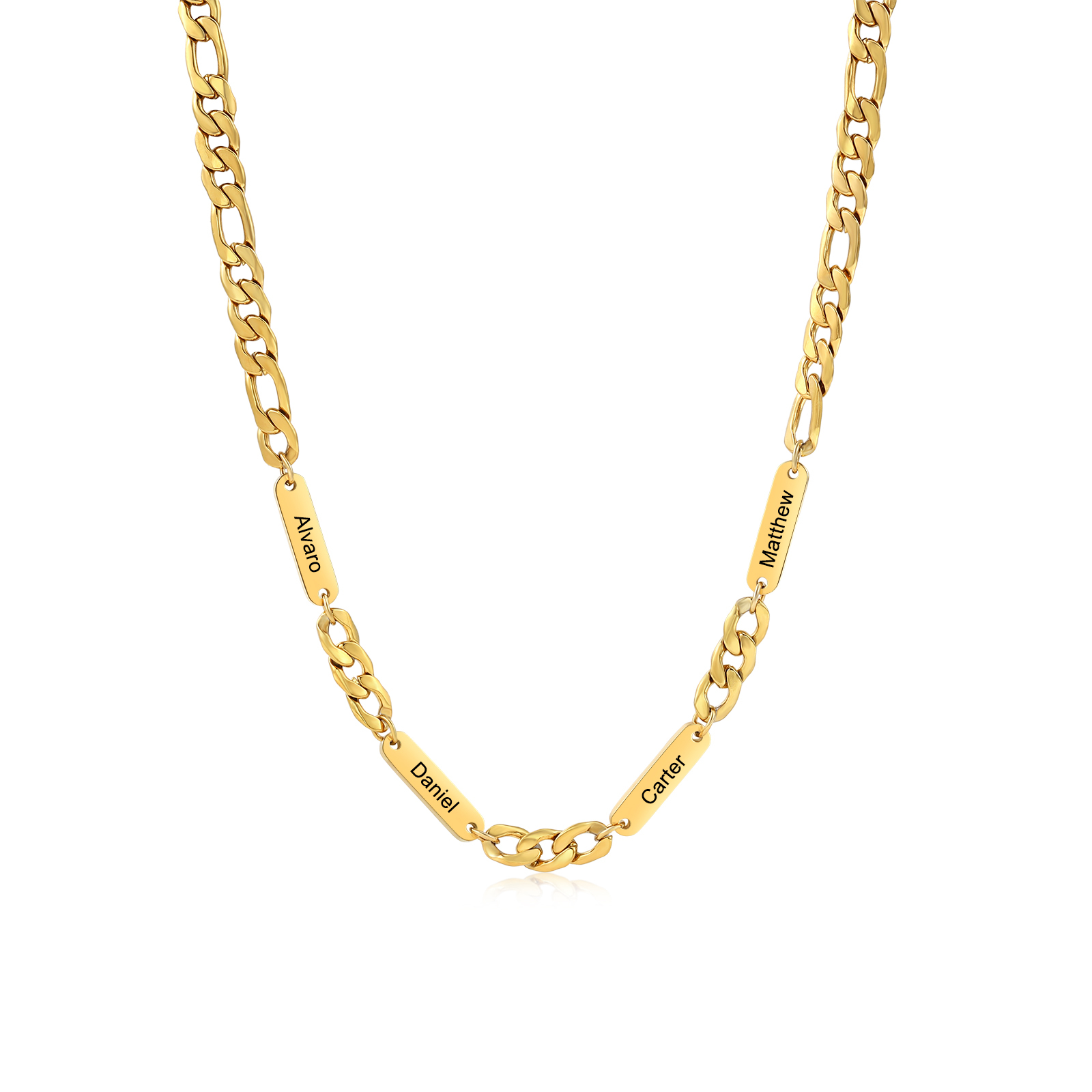 Mens Personalised Necklace Custom 1 to 3 Names Adjustable Stainless Steel Valentine’s Day Gift for Him