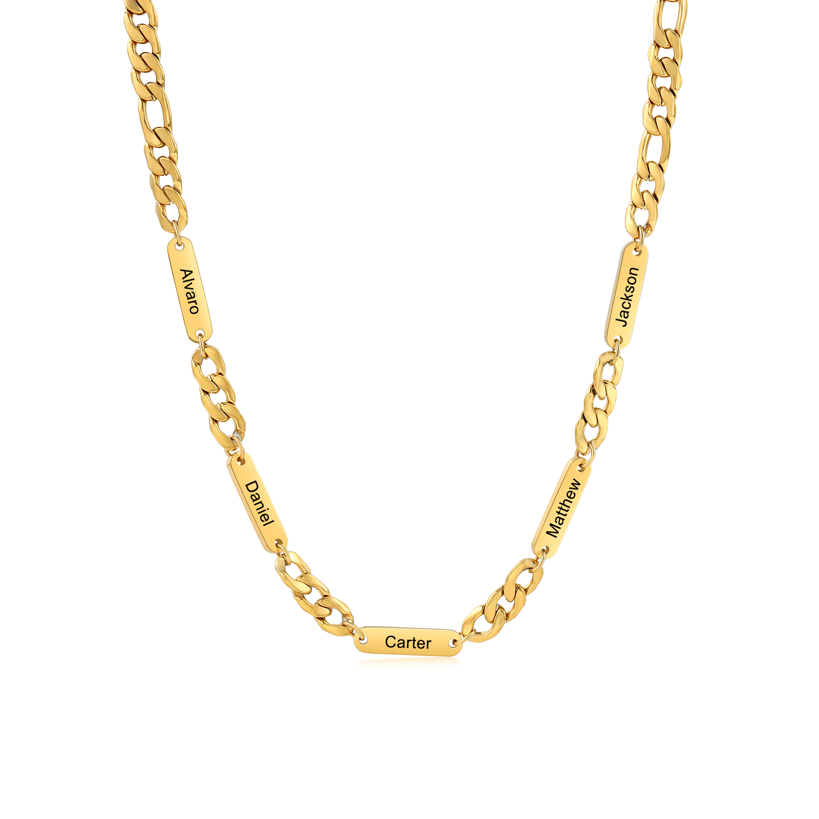 Mens Personalised Necklace Custom 1 to 4 Names Adjustable Stainless Steel Valentine’s Day Gift for Him