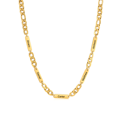 Mens Personalised Necklace Custom 1 to 4 Names Adjustable Stainless Steel Valentine’s Day Gift for Him