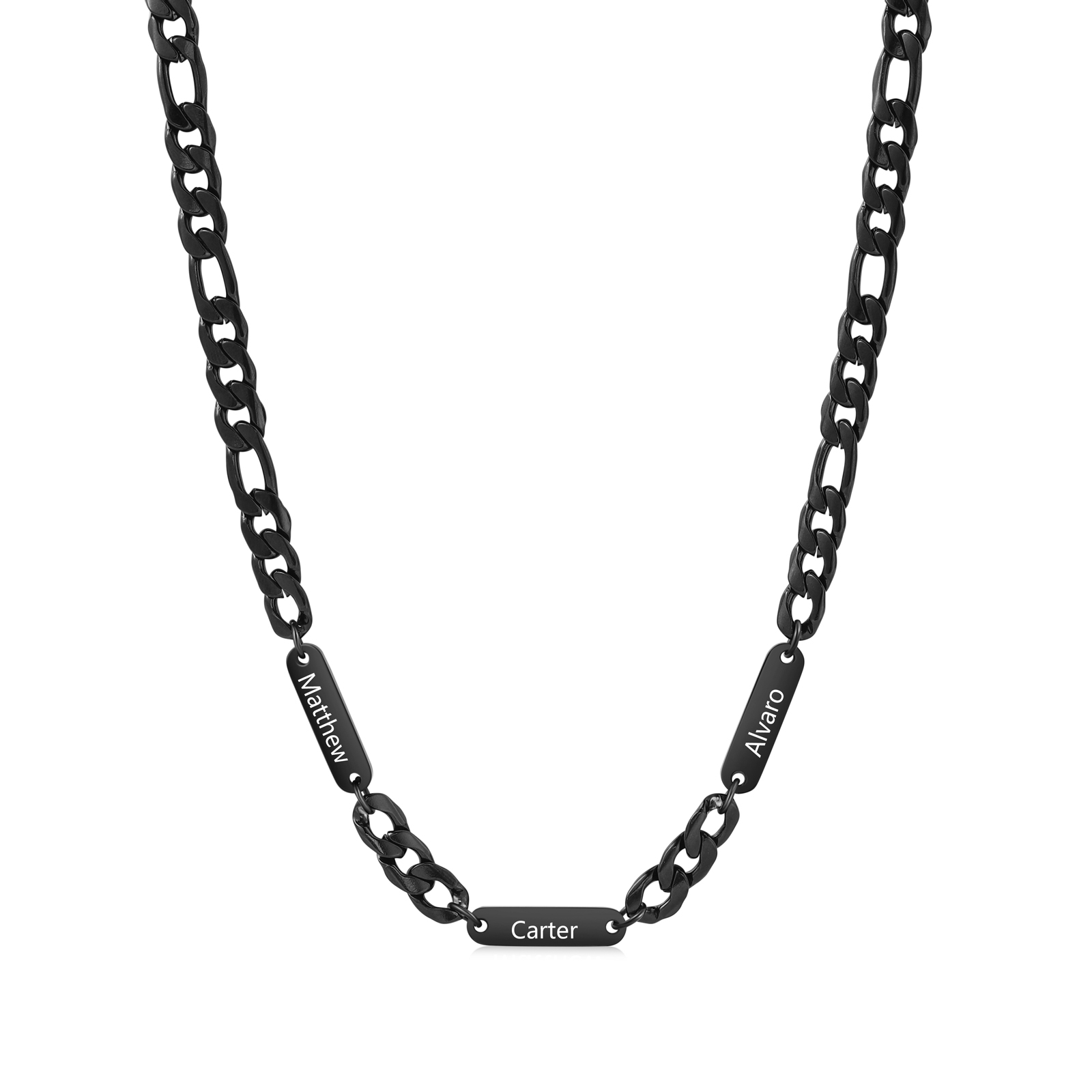 Mens Personalised Necklace Custom 1 to 3 Names Adjustable Stainless Steel Valentine’s Day Gift for Him