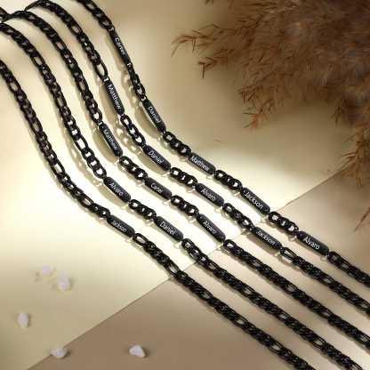 Mens Personalised Necklace Custom 1 to 3 Names Adjustable Stainless Steel Valentine’s Day Gift for Him